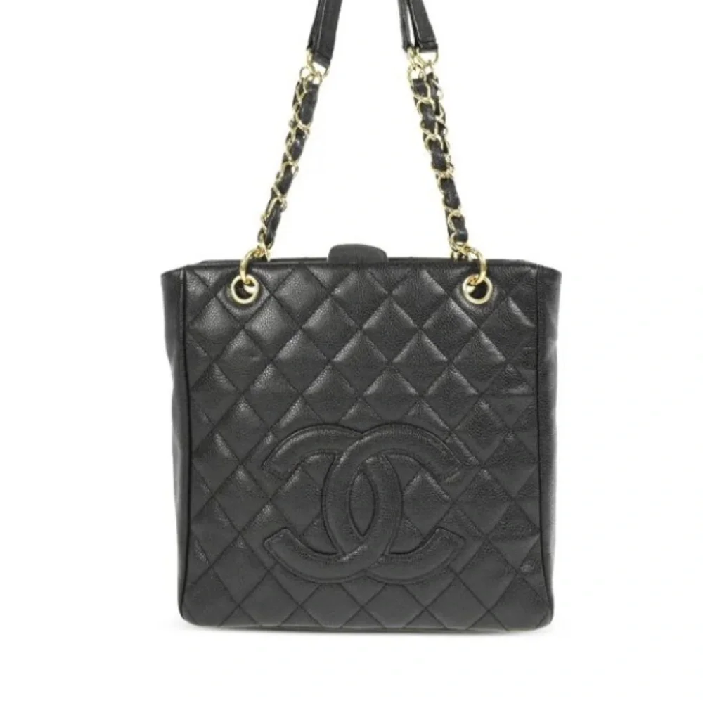 Chanel Petite Caviar tote black gold authentic “ needs strap rings “